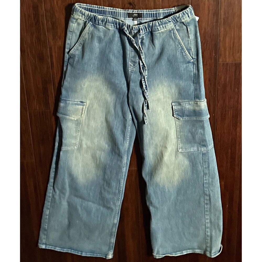 NEW True Religion Cargo Jeans Jessie Super Baggy Big T Drawstring Wide Leg 29